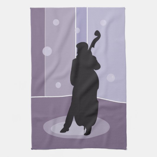 Linge De Cuisine Art musical minimaliste silhouette de contrebasse (Vertical)