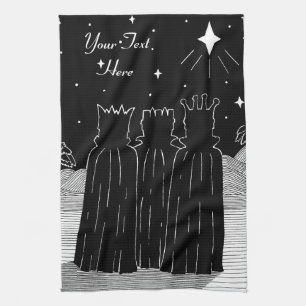 Linge De Cuisine Art noir et blanc d'étoile des trois Rois Noël