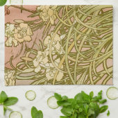 Linge De Cuisine Art Nouveau Alfonse Mucha fleurs d'oeillets floral (Plié)
