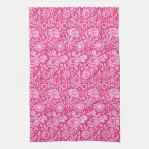 Linge De Cuisine Art Nouveau Carnation Damask, Fuchsia rose