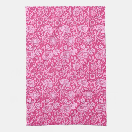 Linge De Cuisine Art Nouveau Carnation Damask, Fuchsia rose (Vertical)