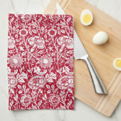 Linge De Cuisine Art Nouveau Carnation Damask, rouge et blanc (Quart Plié)
