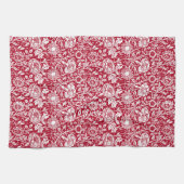 Linge De Cuisine Art Nouveau Carnation Damask, rouge et blanc (Horizontal)