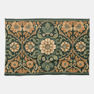 Linge De Cuisine Art Nouveau Décor Vintage Majolique Floral Artisan