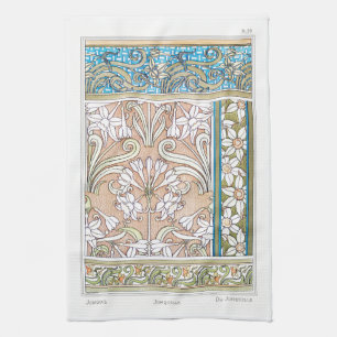Linge De Cuisine Art nouveau jonquille Verneui textile floral art