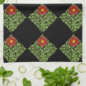 Linge De Cuisine Art Nouveau Rouge Rose De Morgan (Plié)