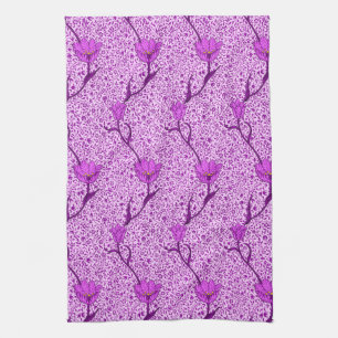 Linge De Cuisine Art Nouveau Tulip Damask, Violet et Orchidée