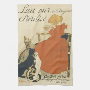 Linge De Cuisine Art nouveau victorien antique, Fille aux chats de 