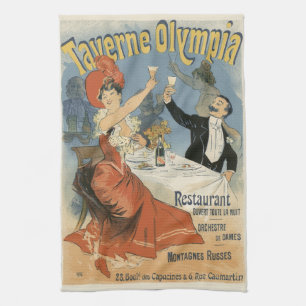 Linge De Cuisine Art Nouveau vintage, Taverne Olympia Restaurant