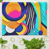 Linge De Cuisine Art Pop Abstrait Vibrant (Plié)