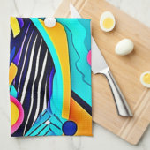 Linge De Cuisine Art Pop Abstrait Vibrant (Quart Plié)