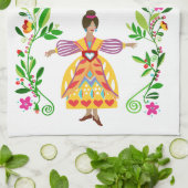 Linge De Cuisine Art populaire moderne Art mexicain Fleur Girl (Plié)