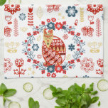Linge De Cuisine Art populaire nordique Scandi Fleurs de renards ro<br><div class="desc">Art folklorique nordique ou slave motif sans couture ornementale avec renards boisés,  fleurs et plantes en bleu,  rouge et jaune.</div>