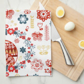 Linge De Cuisine Art populaire nordique Scandi Fleurs de renards ro (Quart Plié)