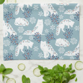 Linge De Cuisine Art populaire Renard arctique dans la neige avec H (Plié)