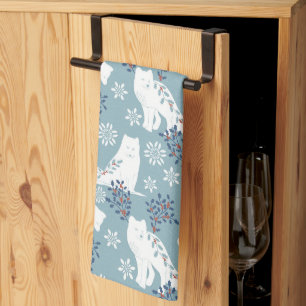 Linge De Cuisine Art populaire Renard arctique dans la neige avec H