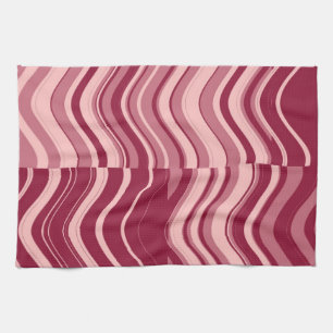 Linge De Cuisine Art Retro Deep Red et rose Vague Abstraite