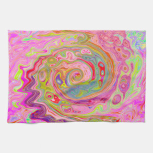 Linge De Cuisine Art Super rétro rose, jaune et magenta