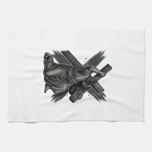 Linge De Cuisine Art vectoriel chrétien Jésus portant la croix vint