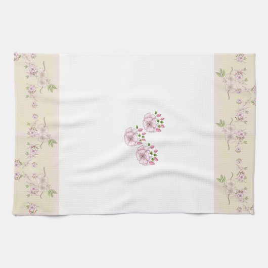 Linge De Cuisine Art victorien rose et vert floral (Horizontal)