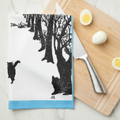 Linge De Cuisine Art vintage de chats noirs (Quart Plié)