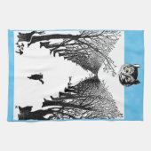 Linge De Cuisine Art vintage de chats noirs (Horizontal)