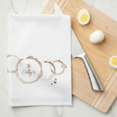 Linge De Cuisine Artisan Cercles de café NOM Brown Cuisine blanche (Quart Plié)