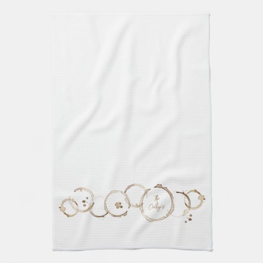 Linge De Cuisine Artisan Cercles de café NOM Brown Cuisine blanche (Vertical)