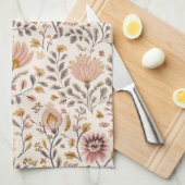 Linge De Cuisine Artisanat floral peint (Quart Plié)