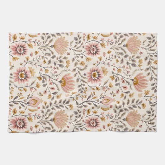 Linge De Cuisine Artisanat floral peint (Horizontal)