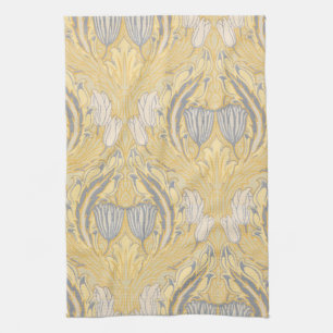 Linge De Cuisine Arts and Crafts Walter Crane Bleus Tulipes Blanche