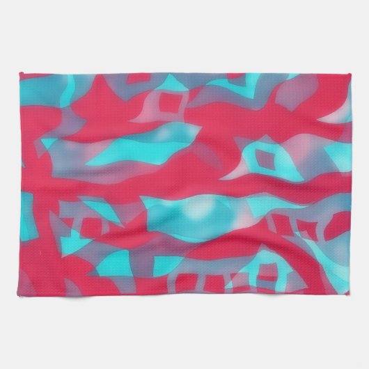 Linge De Cuisine Artsy Aqua and Pink Abstract Kitchen Towel (Horizontal)