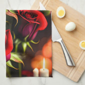 Linge De Cuisine Artwork numérique Fleurs de rose rouge-58567 (Quart Plié)