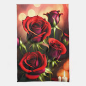 Linge De Cuisine Artwork numérique Fleurs de rose rouge-58567 (Vertical)