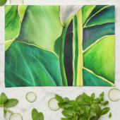 Linge De Cuisine Arum blanc Lily aquarelle tropicale florale (Plié)