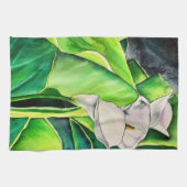 Linge De Cuisine Arum blanc Lily aquarelle tropicale florale (Horizontal)