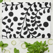 Linge De Cuisine Assez orné impression noir et blanc (Plié)