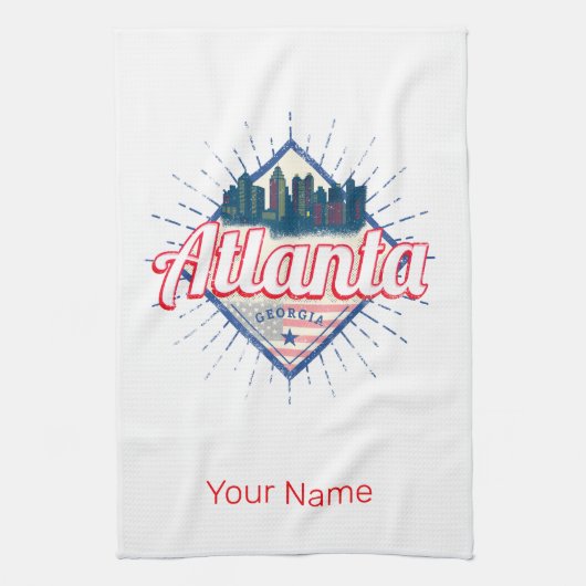 Linge De Cuisine Atlanta Georgia United States Retro Skyline (Vertical)