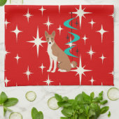 Linge De Cuisine Atomic Retro Basenji Dog Red Starburst Mid Century (Plié)