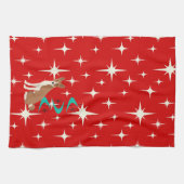Linge De Cuisine Atomic Retro Basenji Dog Red Starburst Mid Century (Horizontal)