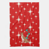 Linge De Cuisine Atomic Retro Basenji Dog Red Starburst Mid Century (Vertical)