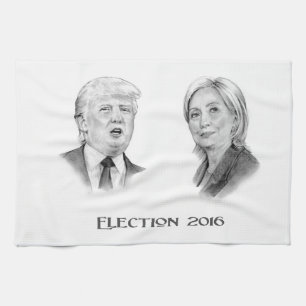 Linge De Cuisine Atout et portraits de crayon de Hillary, élection