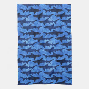 Linge De Cuisine Attaque bleue de requin d'océan