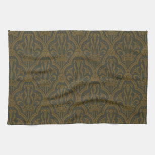 Linge De Cuisine Audsley Or Vintage Gold Lily Couronne Vert Damassé