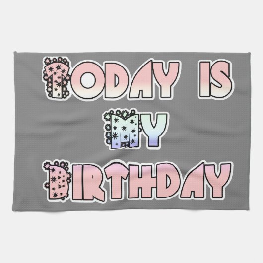 Linge De Cuisine Aujourd'hui est mon anniversaire Baby Pink Art Pri (Horizontal)