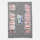 Linge De Cuisine Aujourd'hui est mon anniversaire Baby Pink Art Pri (Vertical)