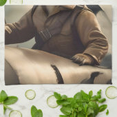 Linge De Cuisine Aussie Kangaroo Avion Pilote, (Plié)