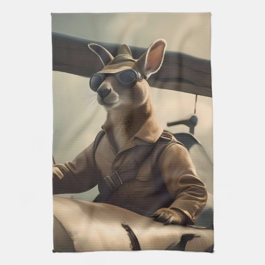 Linge De Cuisine Aussie Kangaroo Avion Pilote, (Vertical)