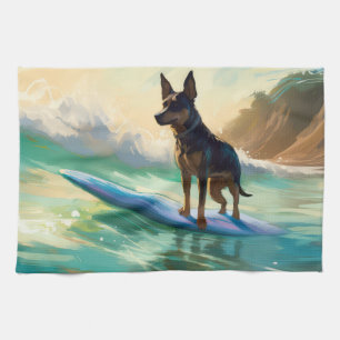 Linge De Cuisine Australian Kelpie Beach Surf Paining