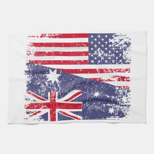 Linge De Cuisine AUSTRALIAN ROOTS Half American Flag AUSTRALIE (Horizontal)